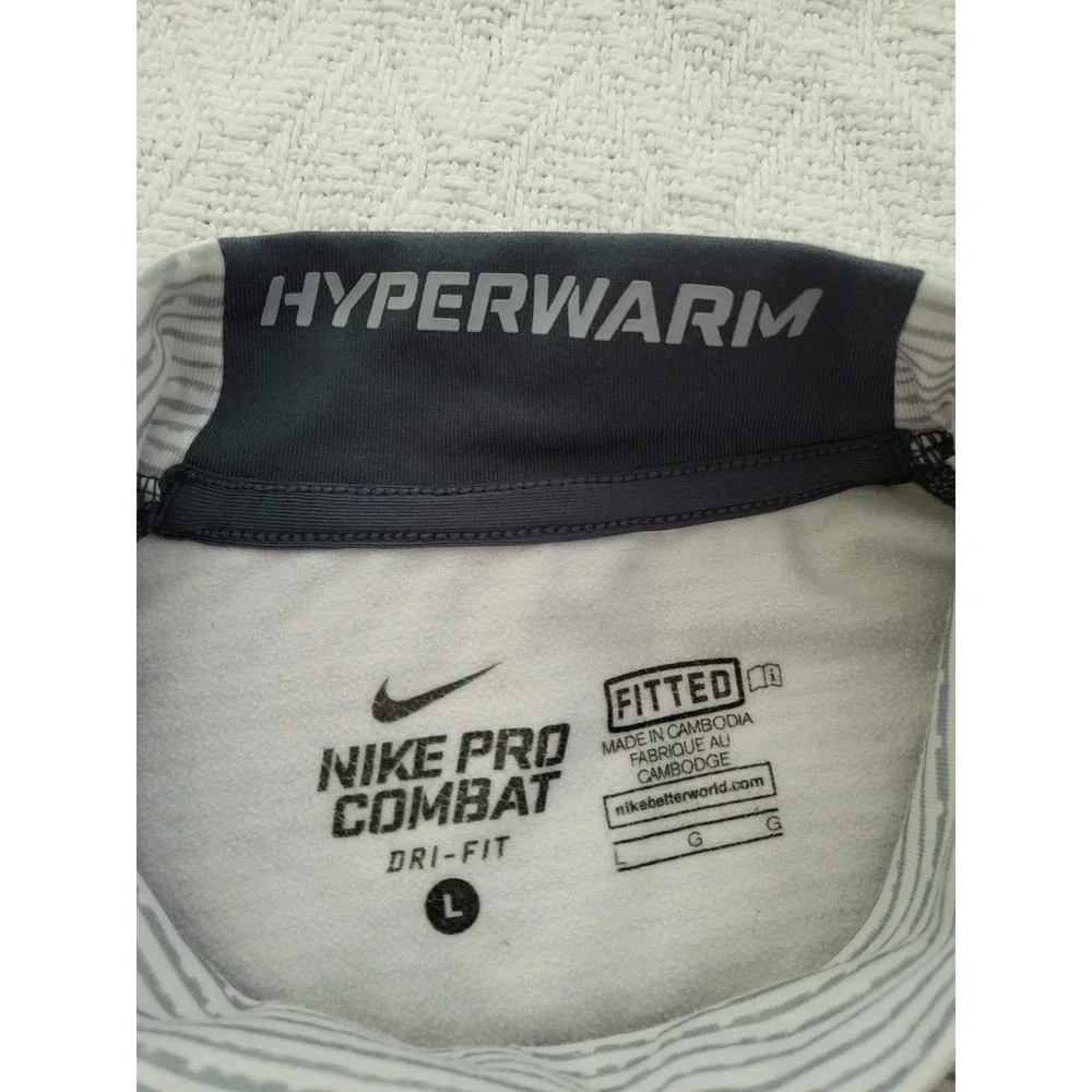 Nike Pro Combat T-Shirt Mens L Gray Dri-Fit Fitted Football Compression